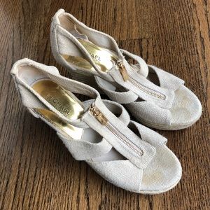Michael Kors textile upper wedges, size 8